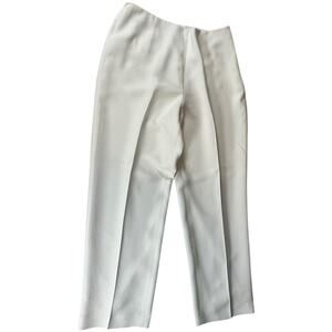 TALBOTS Petites 100% Pure Silk Side Zipper Cream Trousers Pleats Size 10 Luxury